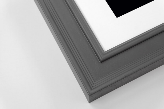 Classic Slate Grey Wooden PANORAMIC Framed Iris Wall Art No Mount Card