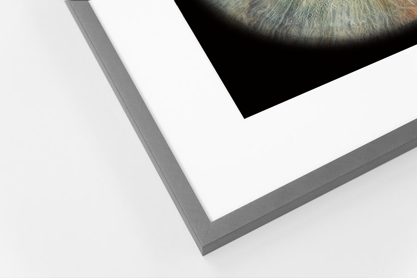 Flush Grey Aluminium SQUARE Framed Iris Wall Art Single Mount Card