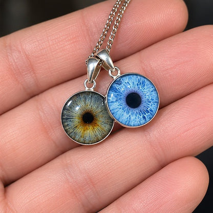 Sterling Silver Double Iris Pendant Necklace – Two Pendants on One Chain