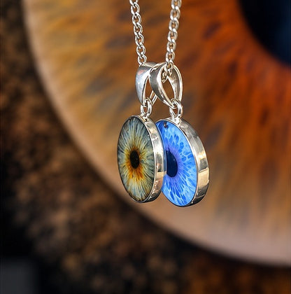 Sterling Silver Double Iris Pendant Necklace – Two Pendants on One Chain
