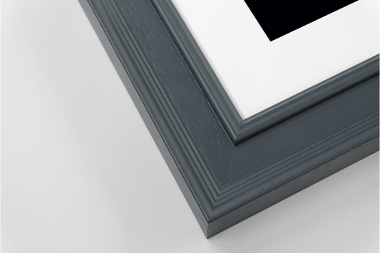 Classic Blue Grey Wooden RECTANGLE Framed Iris Wall Art Double Mount Card