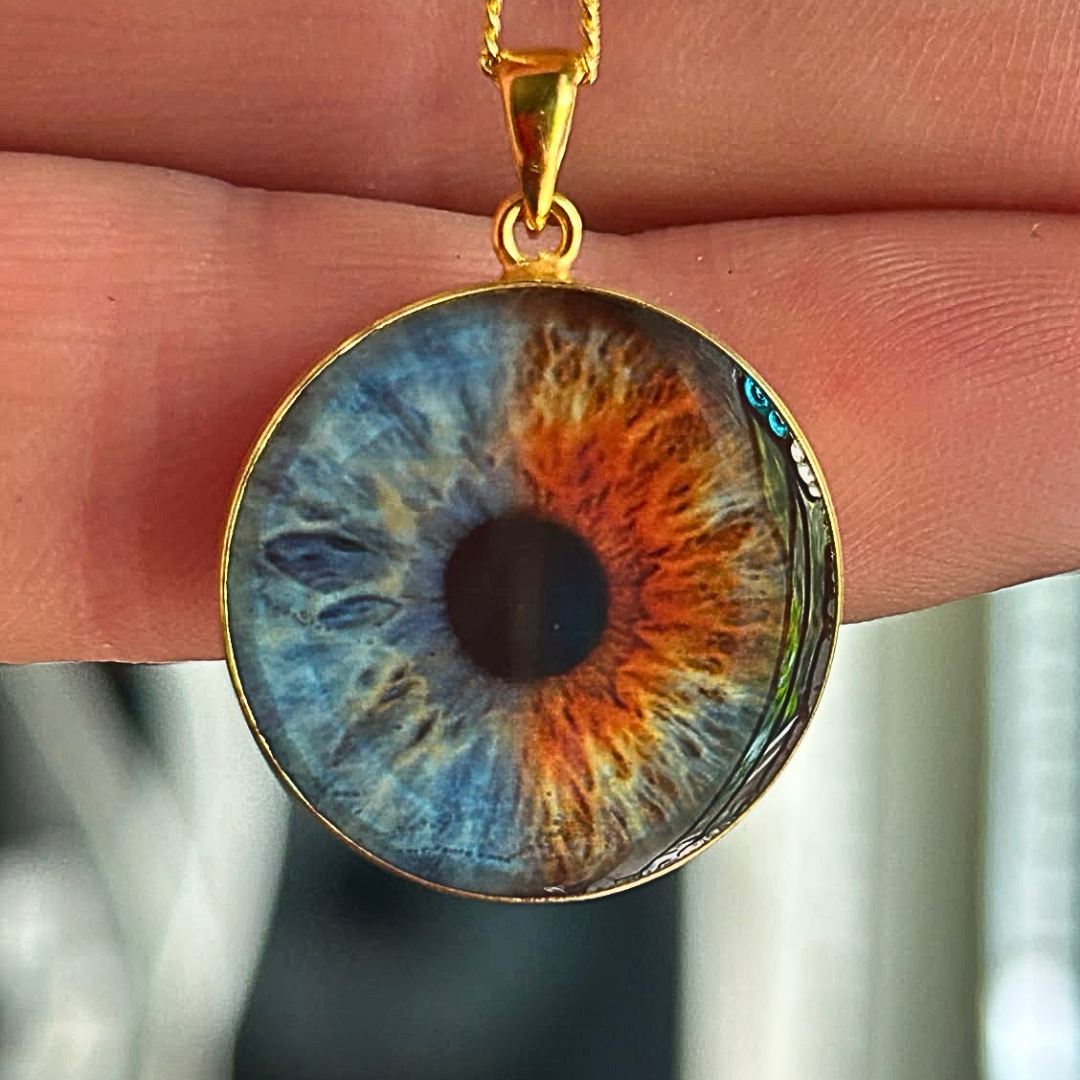 Gold Plated Iris Pendant with Chain