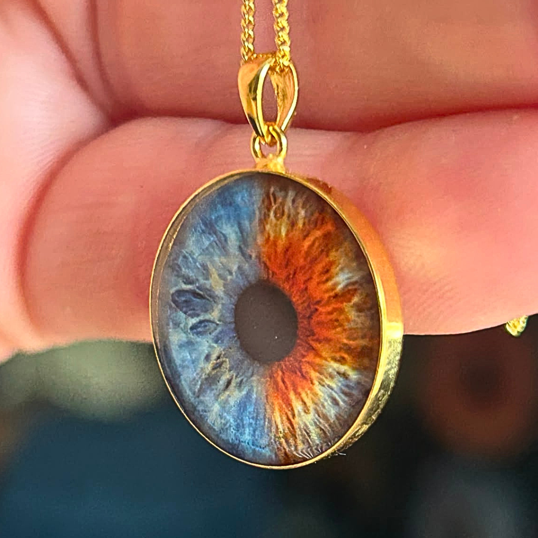 Gold Plated Iris Pendant with Chain