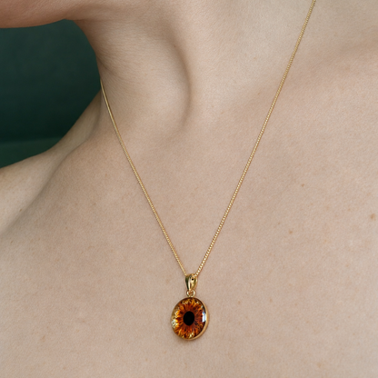 Gold Plated Iris Pendant with Chain
