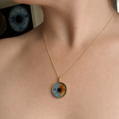 Gold Plated Iris Pendant with Chain
